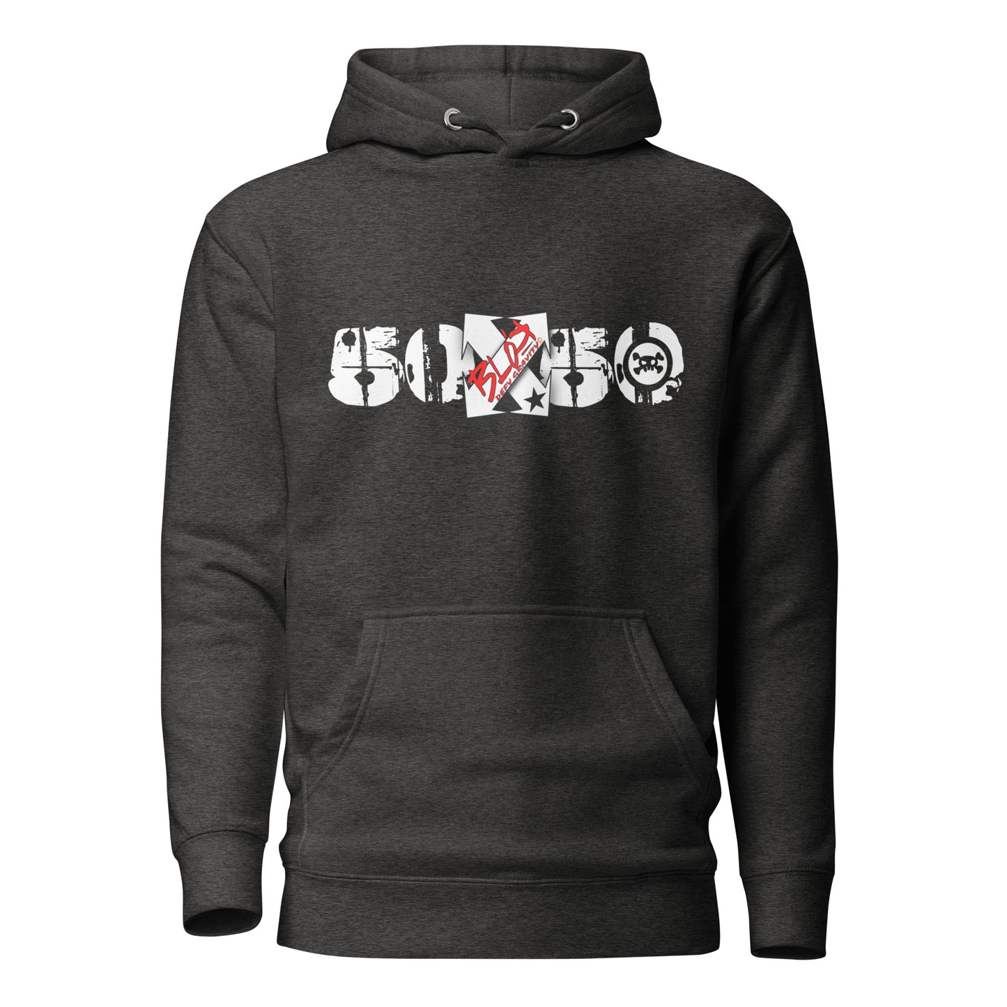 50/50 - Front Print in White & Red - Women's Hoodie
