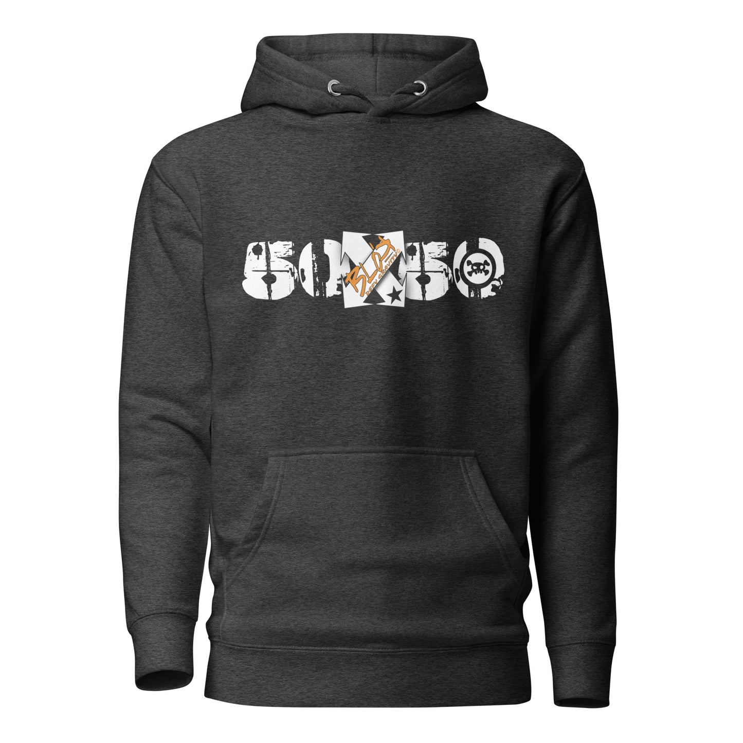 50/50 - Front Print in White & Orange - Women's Hoodie