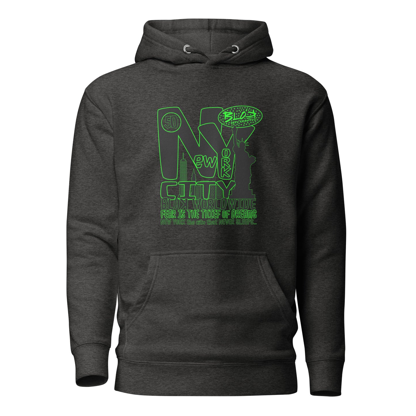 New York City Worldwide - Front Print in Black & Green - Women's Hoodie