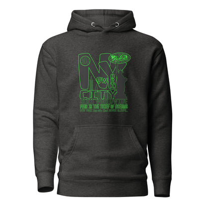 New York City Worldwide - Front Print in Black & Green - Women's Hoodie
