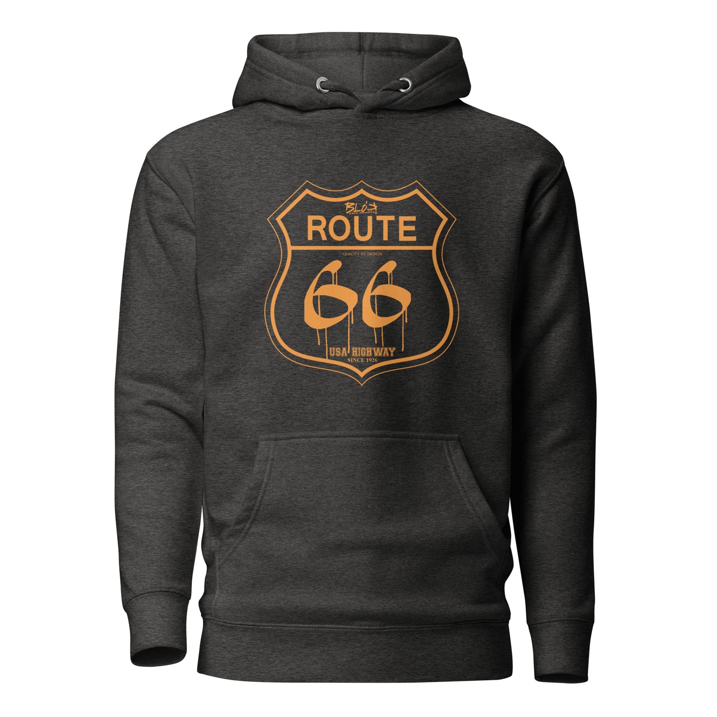 Route 66 - 50 States - with Orange Print - Men's Hoodie