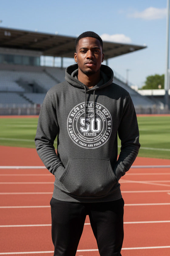 50 State Athletic Dept. - Front Print In White - Men's Graphic Hoodie