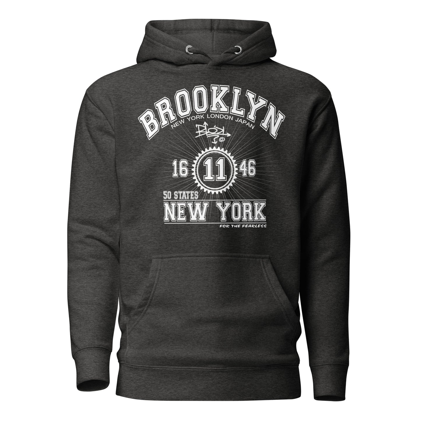 Brooklyn New York - Front Print in White - Men's Hoodie