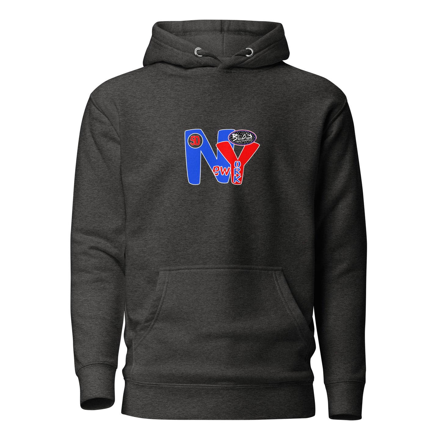 New York City Worldwide - Front & Back Print in Blue & Red - Men's Graphic Hoodie