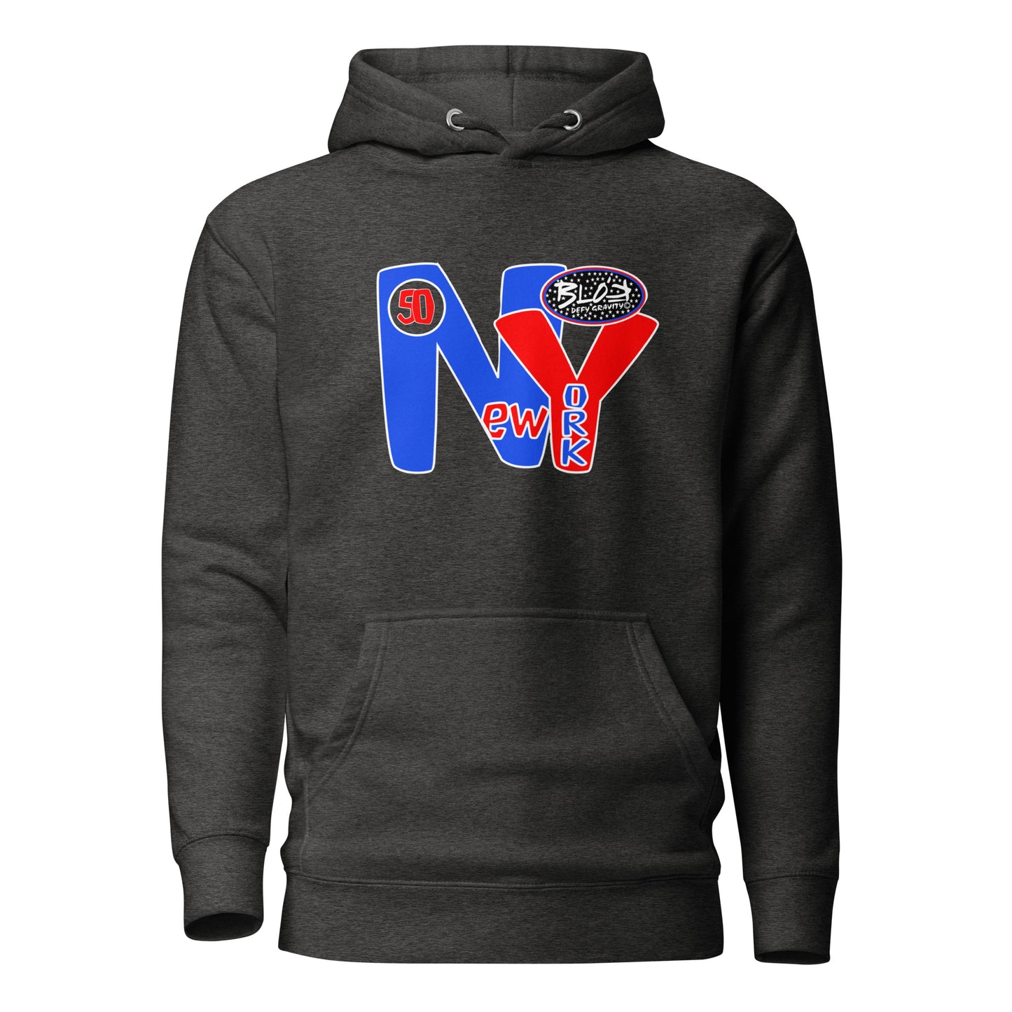 New York City Worldwide - Front & Back Print in Red & Blue - Men's Graphic Hoodie