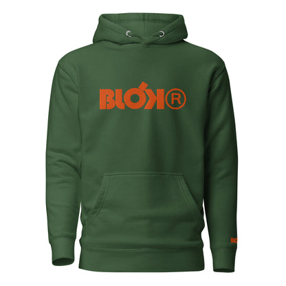 Blok R - Embroidered Front & Arm Logo - in Orange - Women's Hoodie