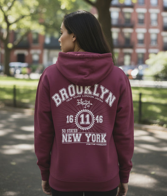 Brooklyn New York - Front & Back Print in White - Women's Hoodie