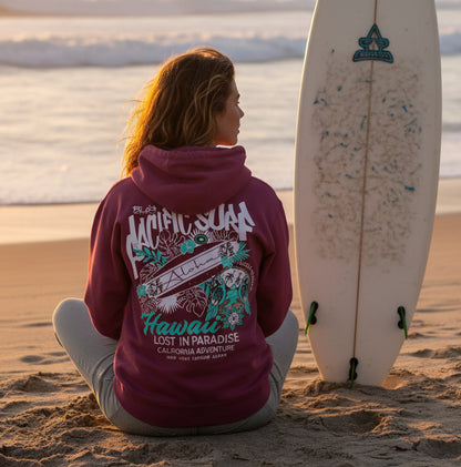 BLOK Pacific Surf Hawaii - Front & Back Graphic Print Women's Hoodie