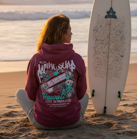 BLOK Pacific Surf Hawaii - Front & Back Graphic Print Women's Hoodie