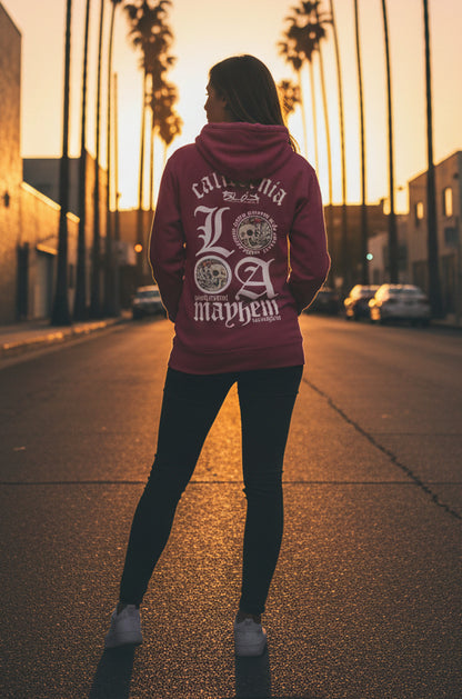 BLOK LA Mayhem - White Front, Back & Arm Graphic Print  - Women's Hoodie