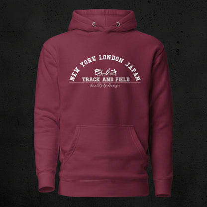 BLOK Track & Field - White Front Graphic Print Women's Hoodie