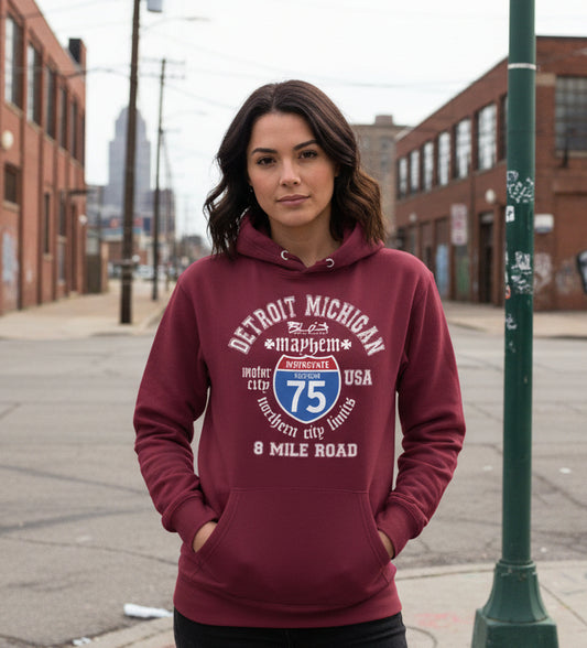 Detroit 8 Mile - 50 States - with White Print - Women's Hoodie