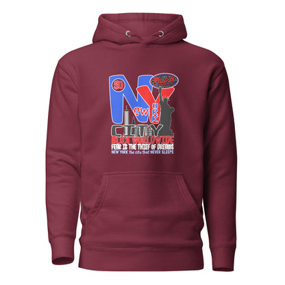 New York City Worldwide - Front Print in Blue & Red - Women's Hoodie