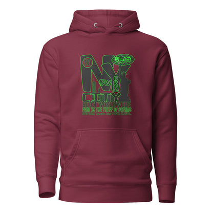 New York City Worldwide - Front Print in Black & Green - Women's Hoodie