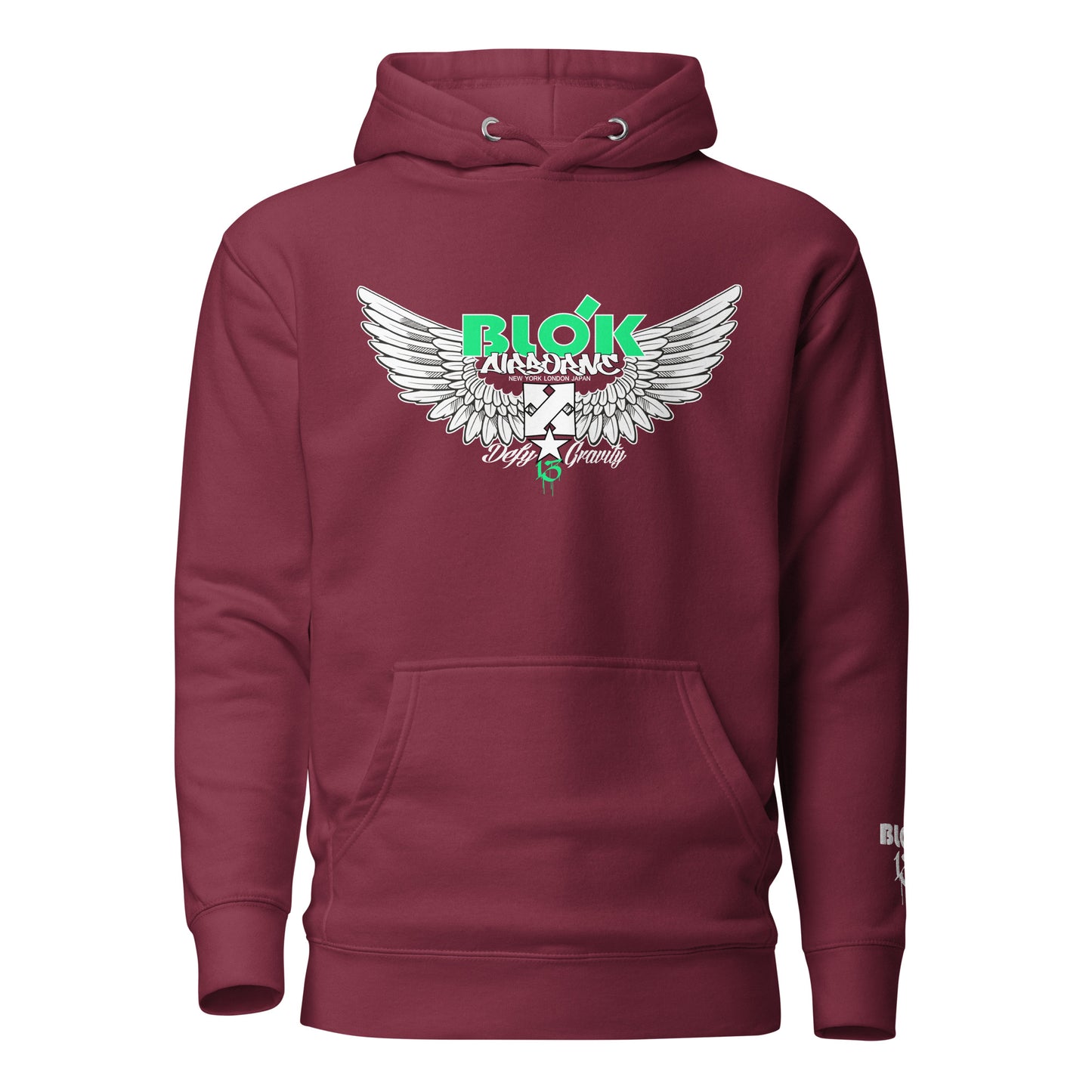 Airborne Wings - Front & Arm Print in Green - Women's Hoodie