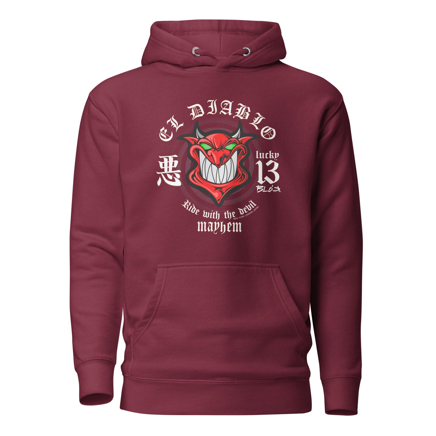 El Diablo - Front Print in Red & White - Men's Hoodie