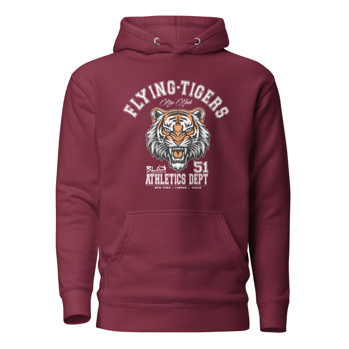 Flying Tigers - Front Print in White - Men's Hoodie