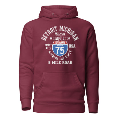 Detroit 8 Mile - 50 States - with White Print - Men's Hoodie