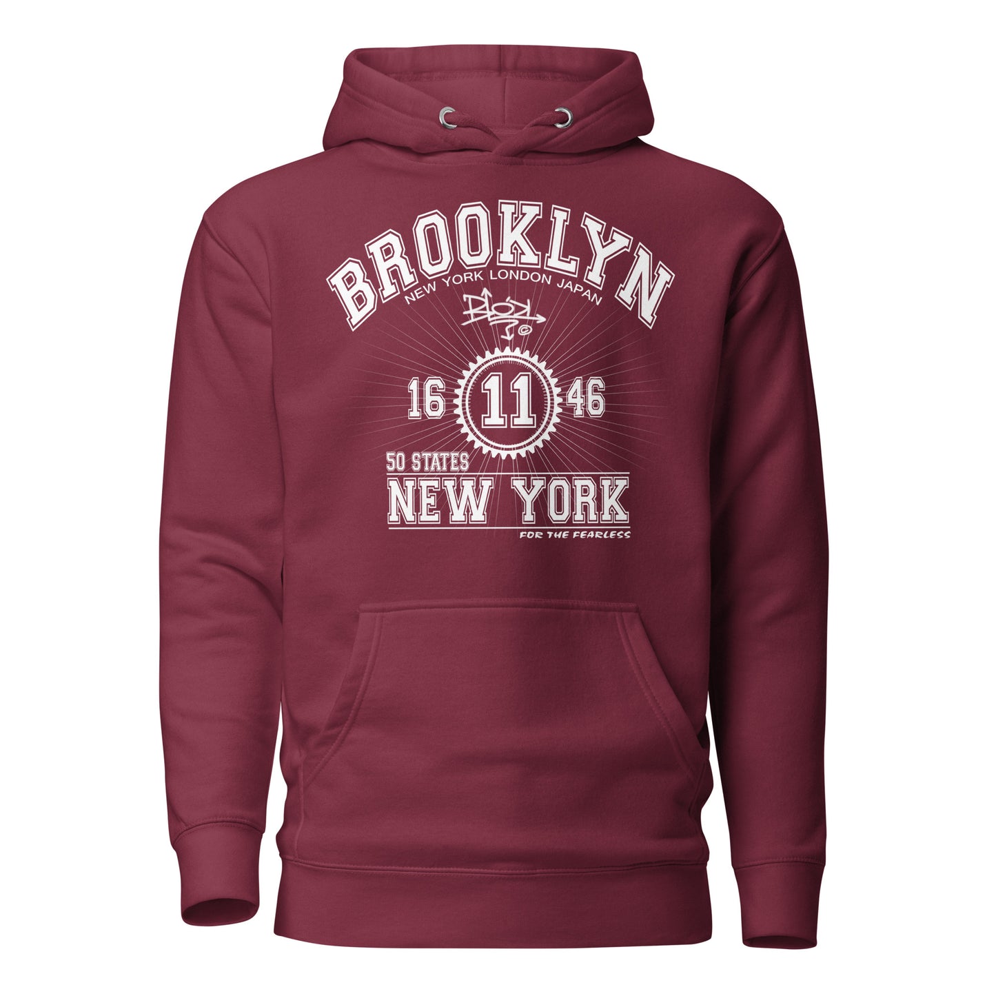 Brooklyn New York - Front Print in White - Men's Hoodie