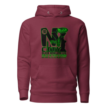 New York City Worldwide - Front Print in Black & Green - Men's Hoodie
