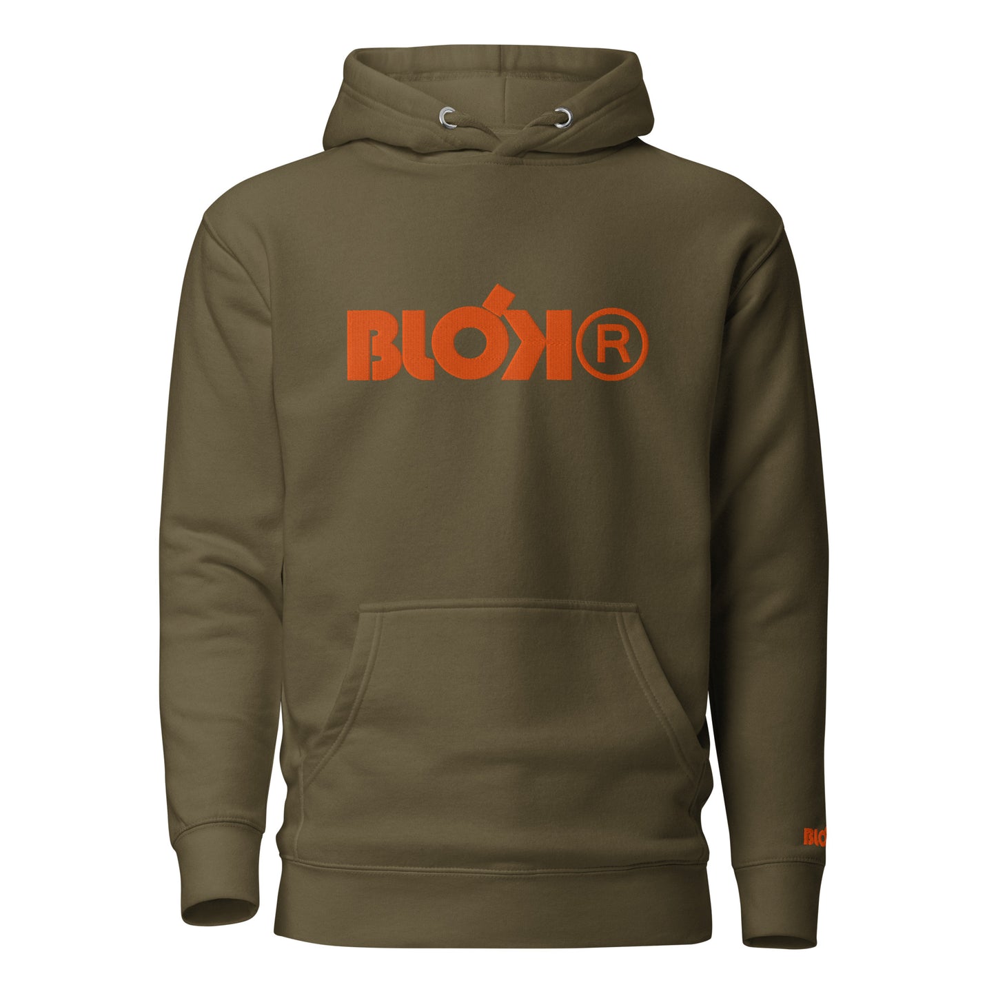 Blok R - Embroidered Front & Arm Logo - in Orange - Women's Hoodie
