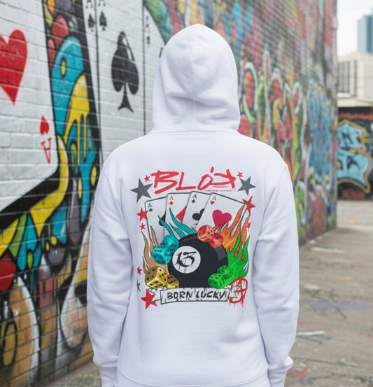 BLOK Born Lucky - Red Back & Front Graphic Print Women's Hoodie