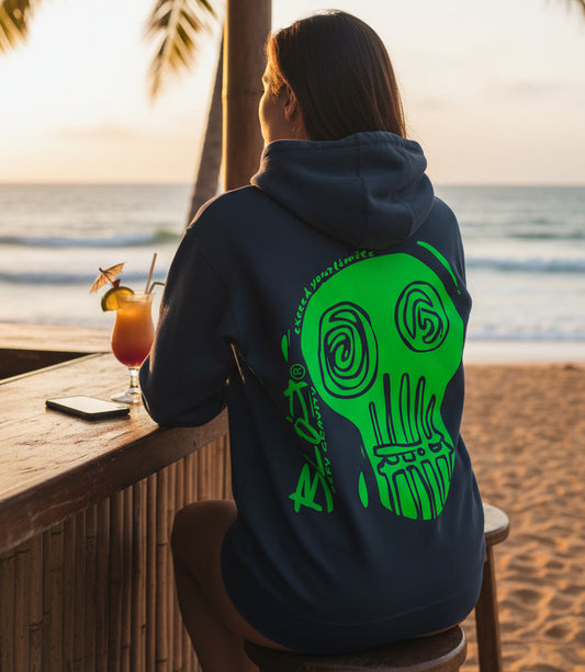 Skull - Back & Front Print in Green - Women's Hoodie