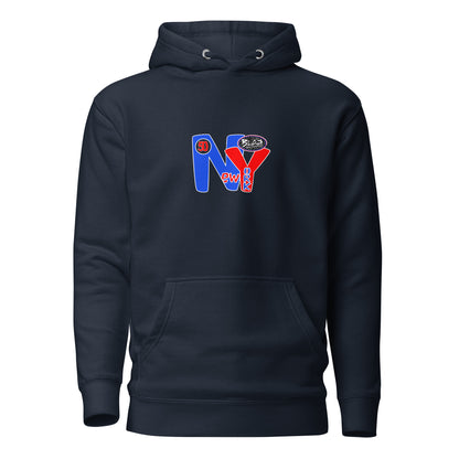New York City Worldwide - Front & Back Print in Blue & Red - Women's Hoodie