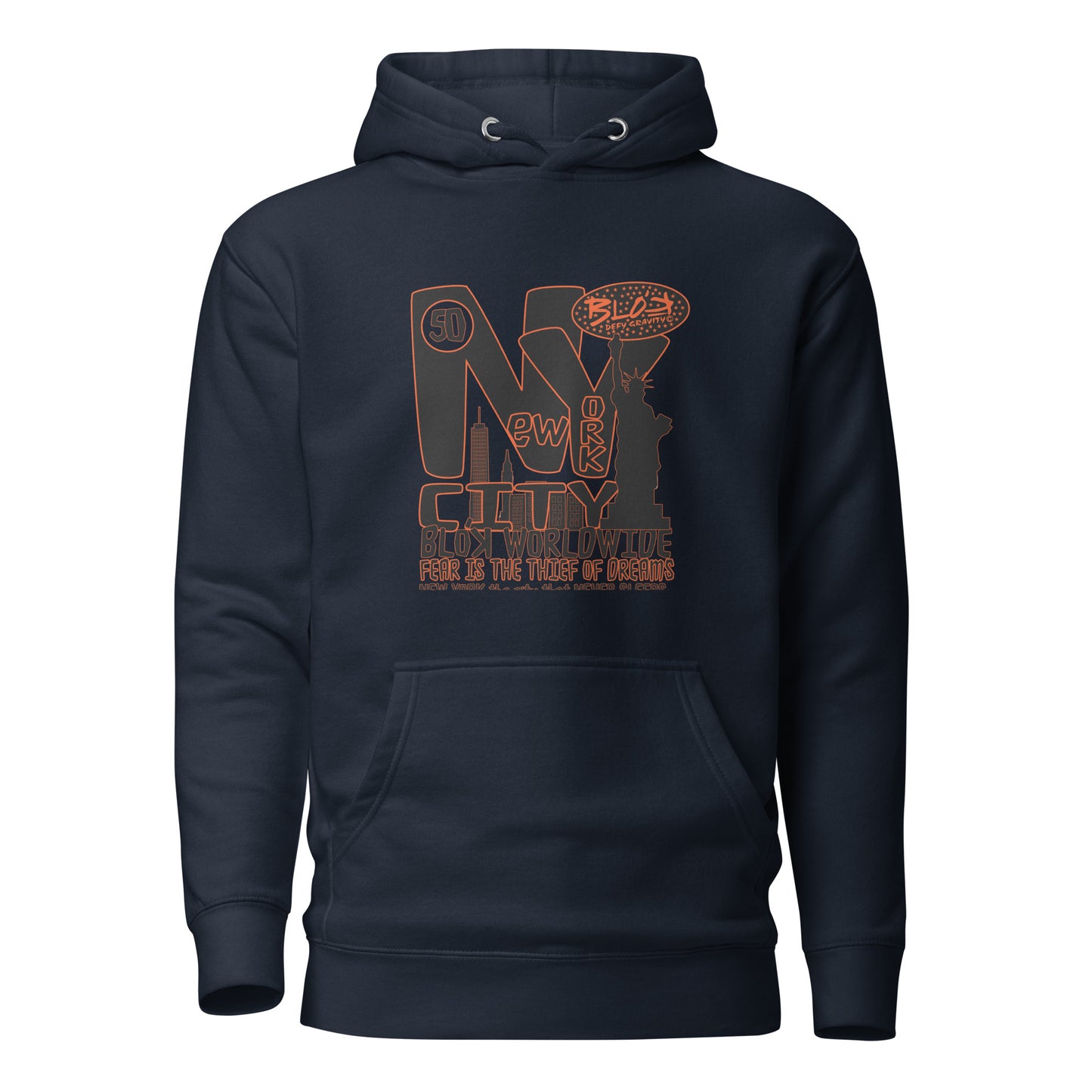 New York City Worldwide - Front Print in Black & Orange - Women's Hoodie
