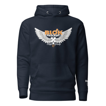 BLOK Airborne Wings - Orange Front Graphic Print & Embroidered Arm Women's Hoodie