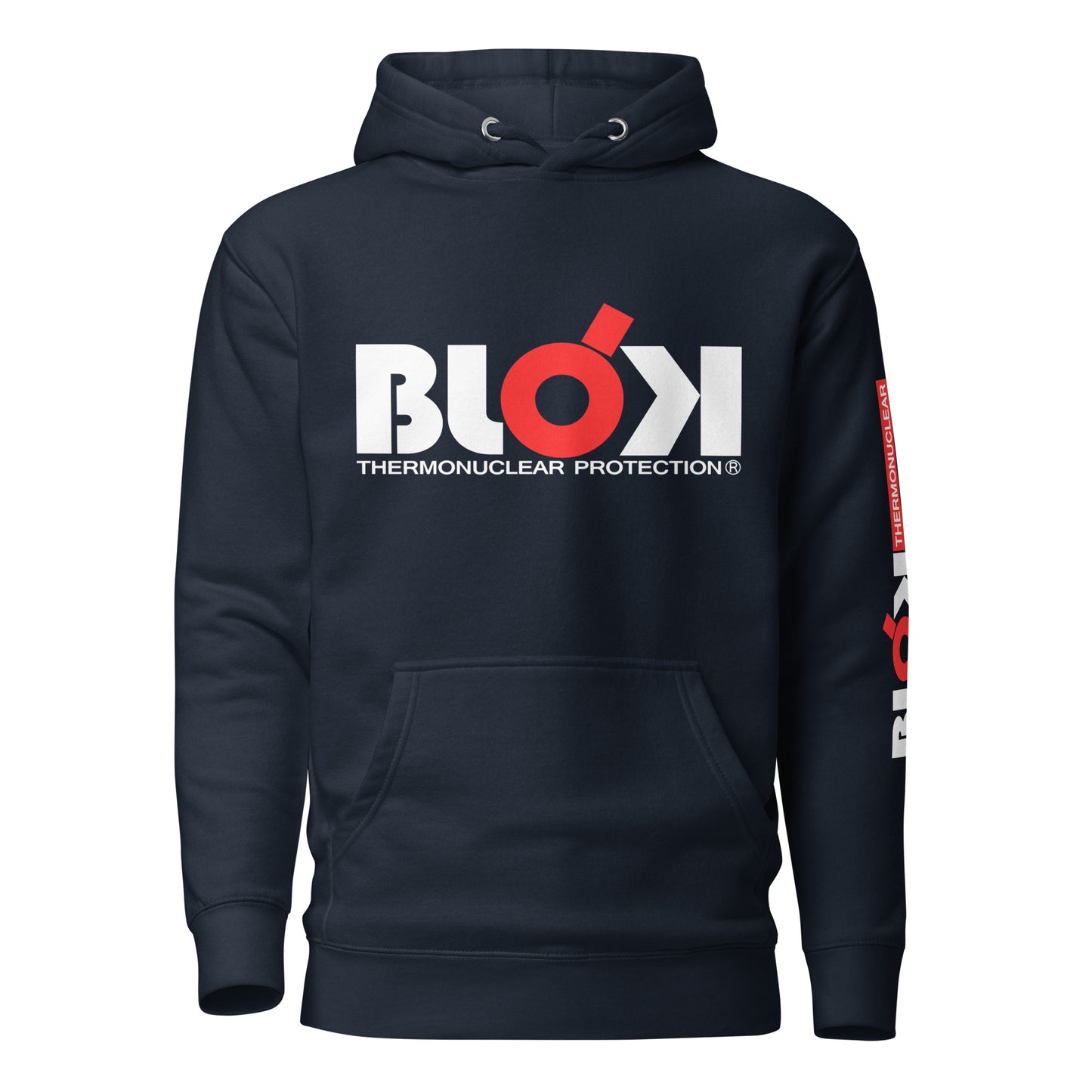 Thermonuclear Protection - Front & Arm Print in White & Red - Women's Hoodie