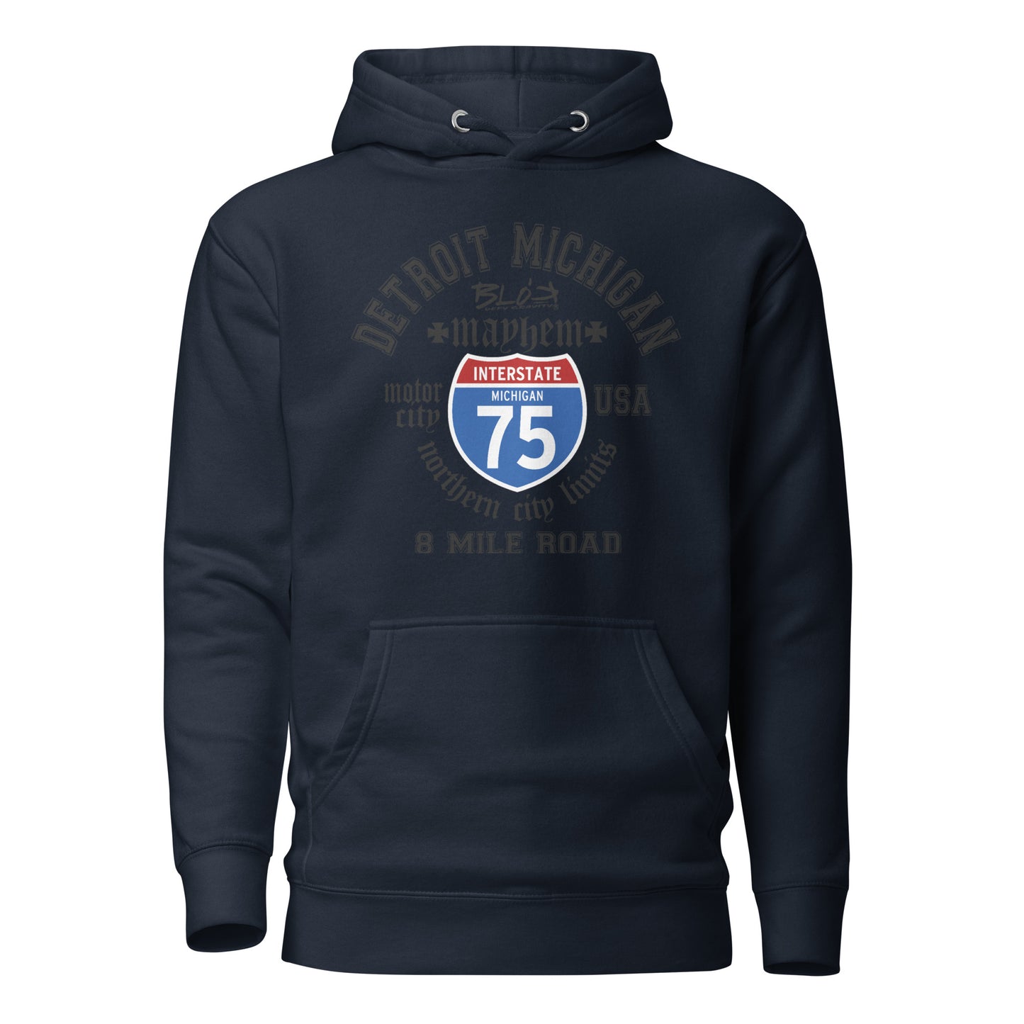 Detroit 8 Mile - 50 States - with Black Print - Men's Hoodie