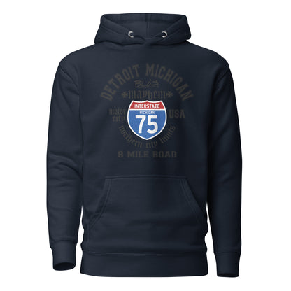 Detroit 8 Mile - 50 States - with Black Print - Men's Hoodie