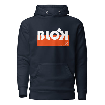 Blok Stripe - Front Print - in Orange & White - Men's Hoodie