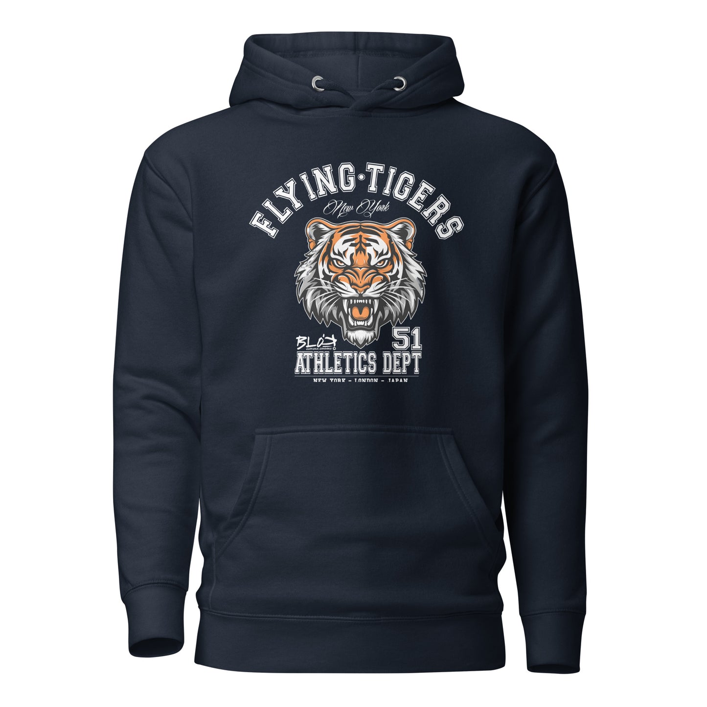 Flying Tigers - Front Print in White - Men's Hoodie