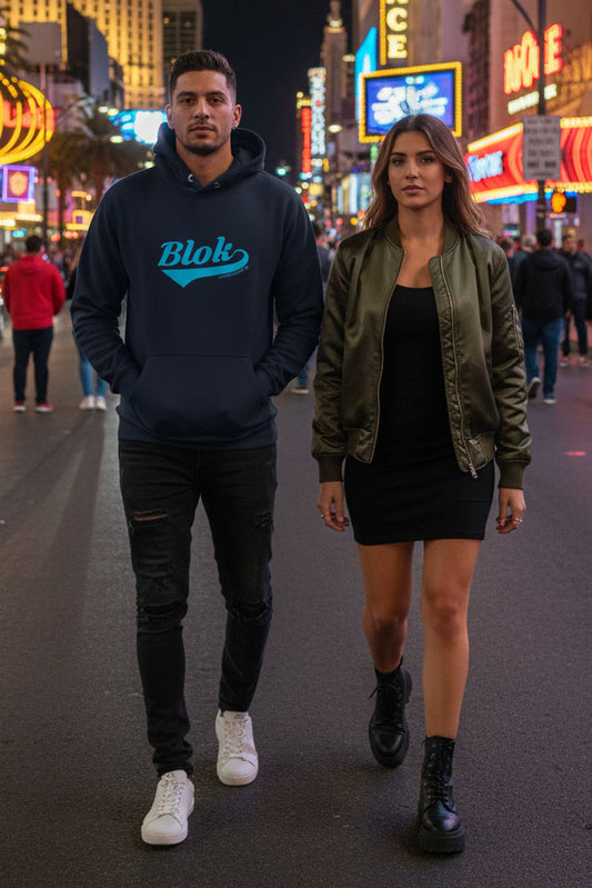 Blok Classic Logo - Blue Front Print - Men's Graphic Hoodie