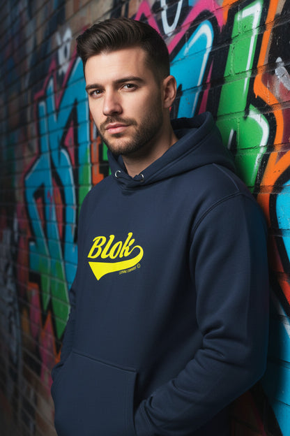 Blok Classic Logo - Yellow Front Print - Men's Graphic Hoodie