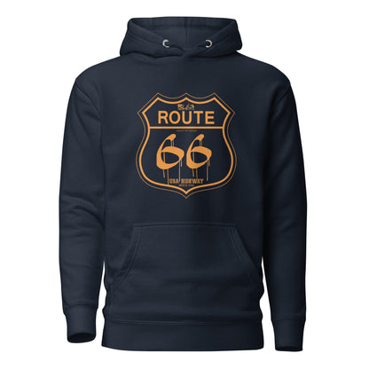 Route 66 - 50 States - with Orange Print - Men's Hoodie