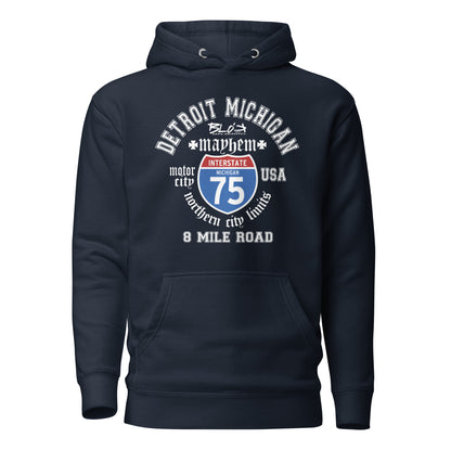 Detroit 8 Mile - 50 States - with White Print - Men's Hoodie