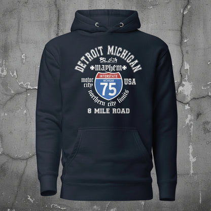 Detroit 8 Mile - 50 States - with White Print - Men's Hoodie