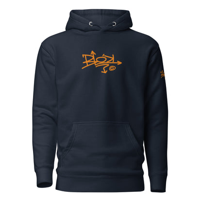 Blok Tag - Front & Arm Print in Orange - Men's Hoodie