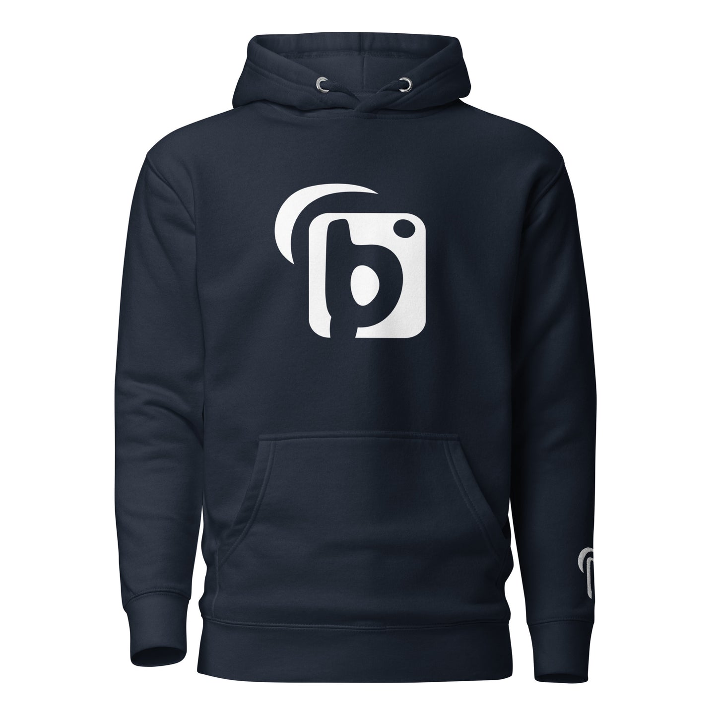 Original Logo - White Front Print with Embroidered Arm - Men's Graphic Hoodie