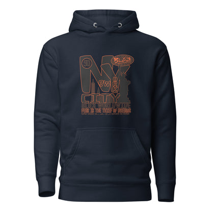 New York City Worldwide - Front Print in Black & Orange - Men's Hoodie