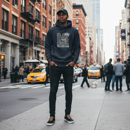 New York City Worldwide - Front Print in Black & White - Men's Hoodie