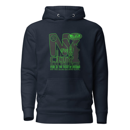New York City Worldwide - Front Print in Black & Green - Men's Hoodie