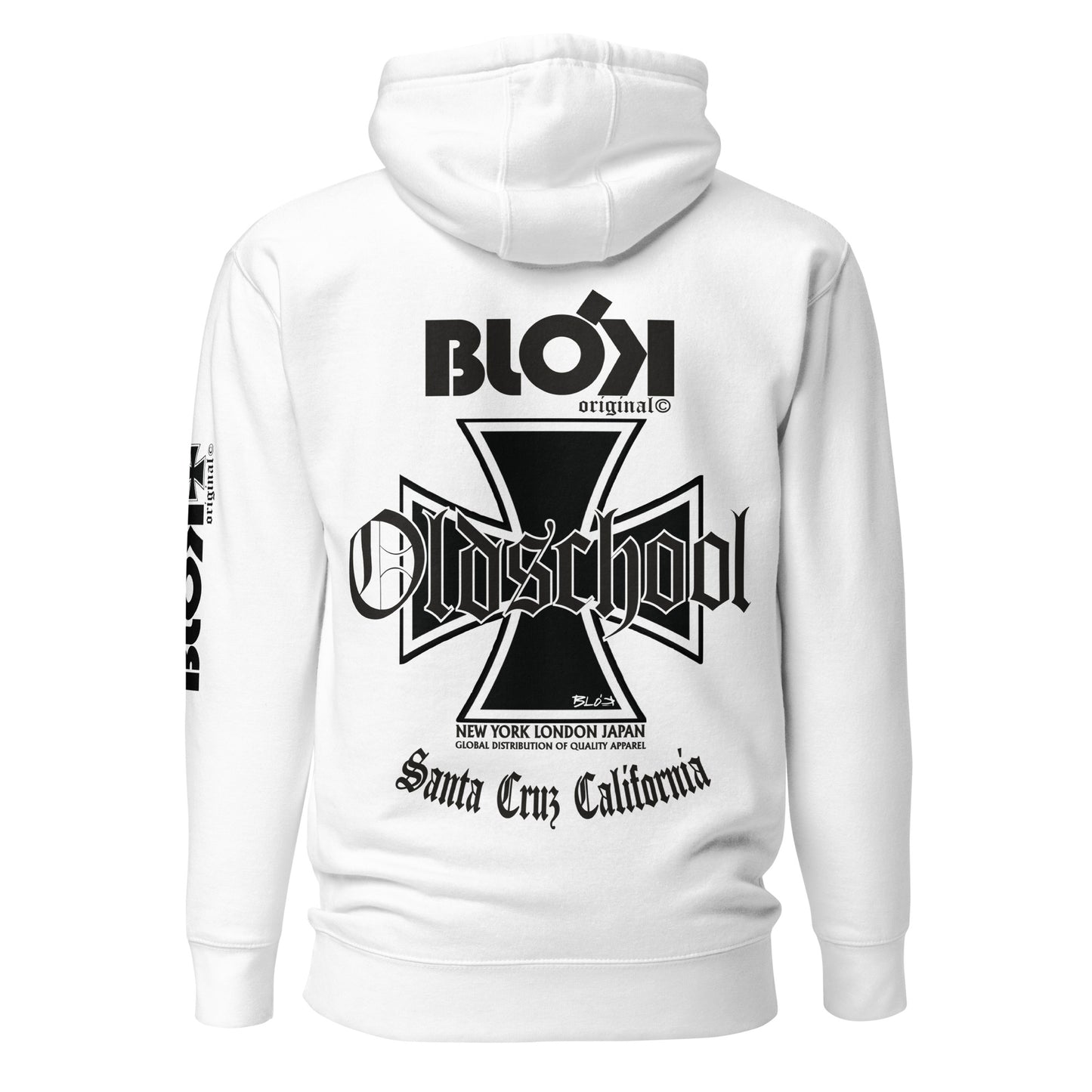 Old School Iron Cross - Front, Back & Arm Print in Black - Women's Hoodie