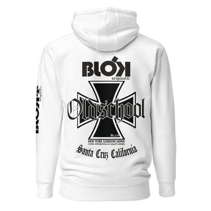 Old School Iron Cross - Front, Back & Arm Print in Black - Women's Hoodie