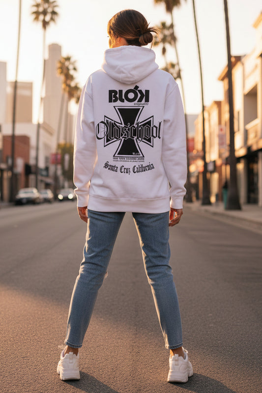 Old School Iron Cross - Front & Back Print in Black - Women's Hoodie