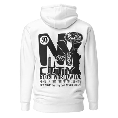 New York City Worldwide - Front & Back Print in Black & White - Men's Hoodie