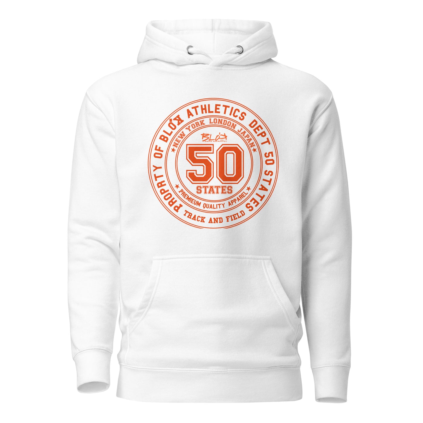 BLOK 50 State Athletic Dept. - Orange Front Graphic Print Women's Hoodie